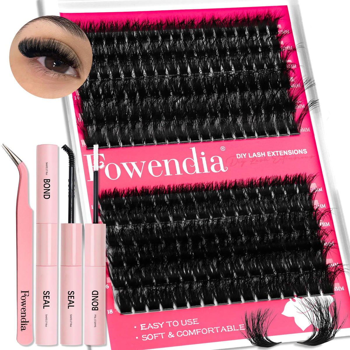 Fowendia front packaging showing complete fluff lash kit and components