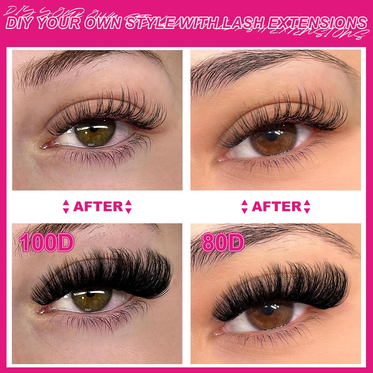 Fowendia lashes on model eye showing natural-to-dramatic volume