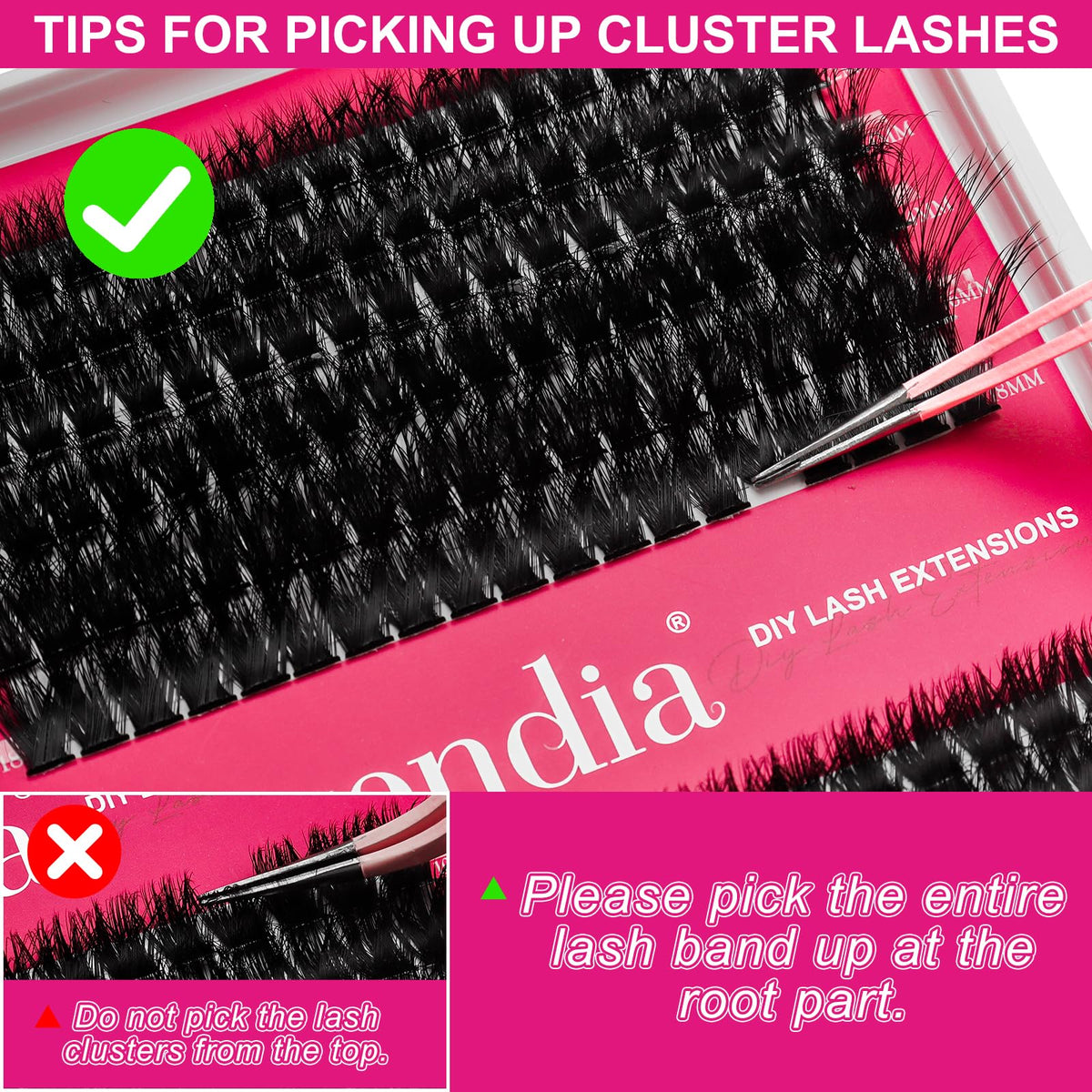 Fowendia length comparison strip 10–18mm illustrating customizable sizes