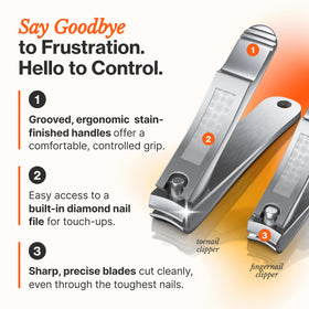 Fox Medical Equipment trimming a toenail demonstrating easy thick-nail cutting