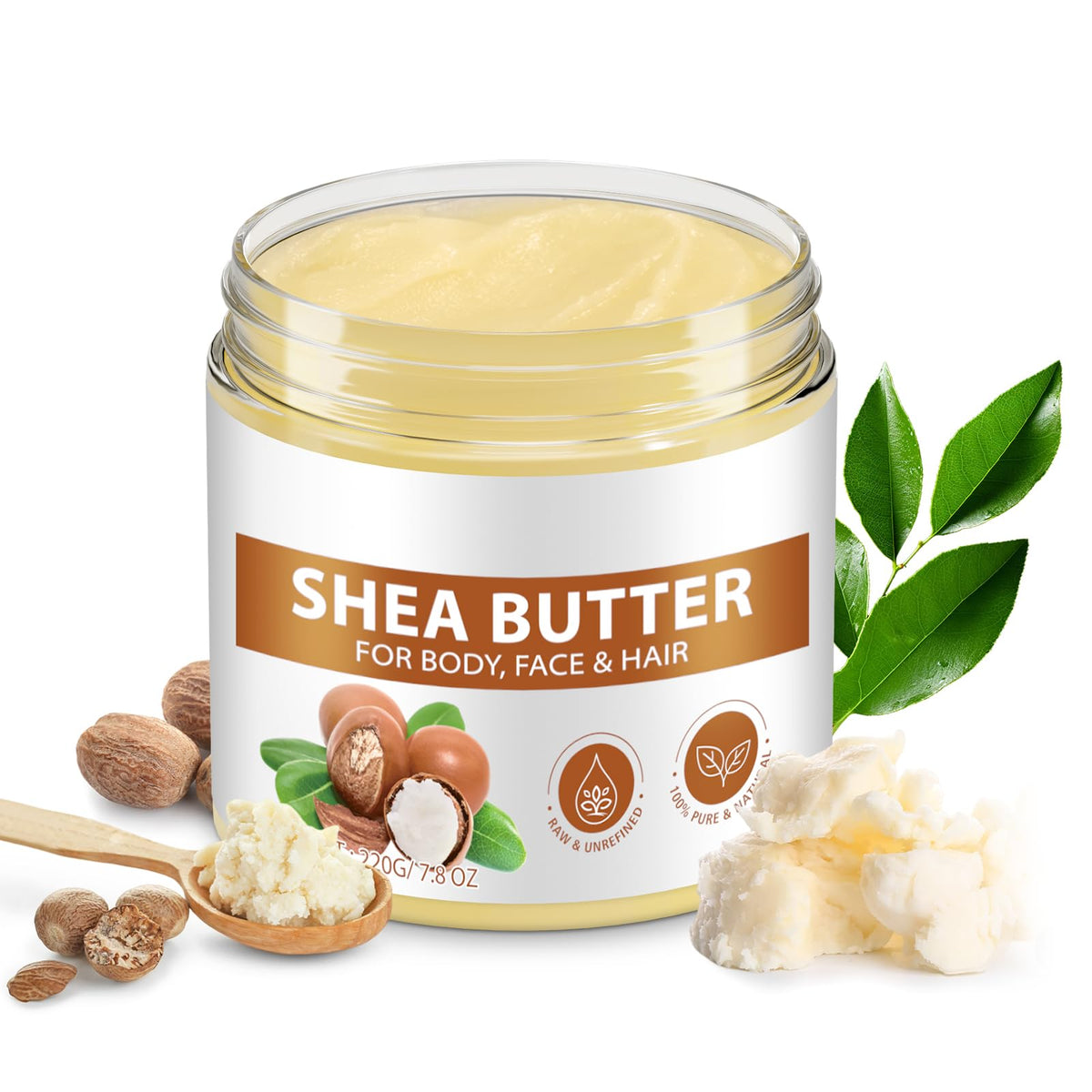 FOXIRON jar front label showing pure shea butter and natural benefits