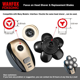 FOXSONIC replacement head with blade cover attached protecting blades for travel