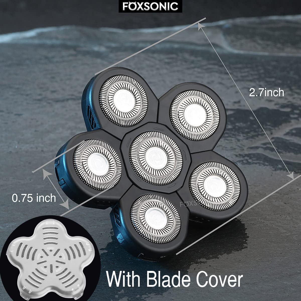 FOXSONIC cleaning brush and blade covers included for simple maintenance