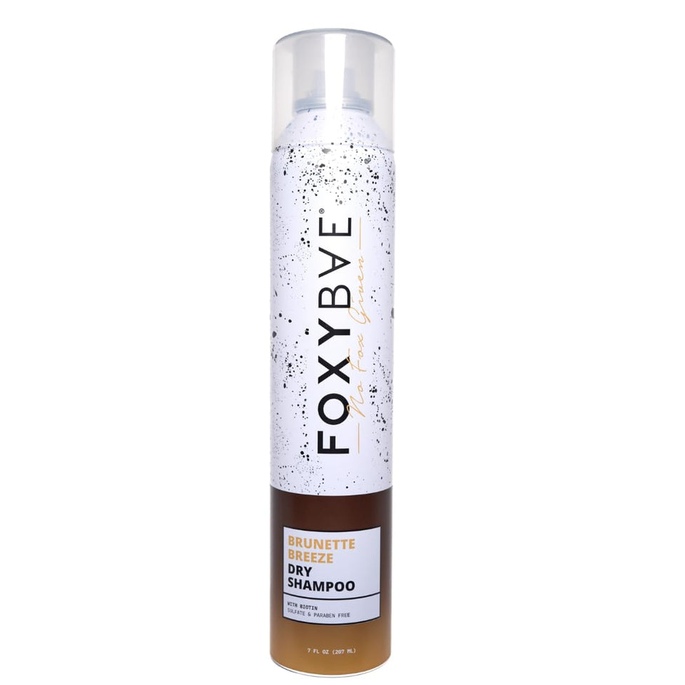 FoxyBae front packaging showing tinted brunette dry shampoo benefits