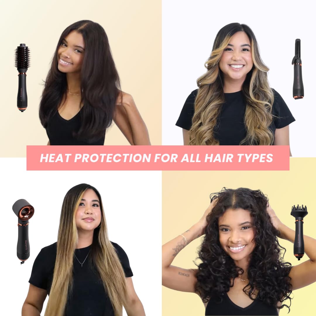 FoxyBae being sprayed on damp hair to protect before blow drying