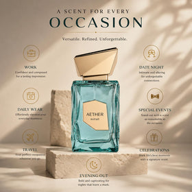 Fragrance World Aether retail box front showing packaging and product information