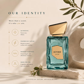 Fragrance World Aether lifestyle outdoor wear on person suggesting daytime versatility