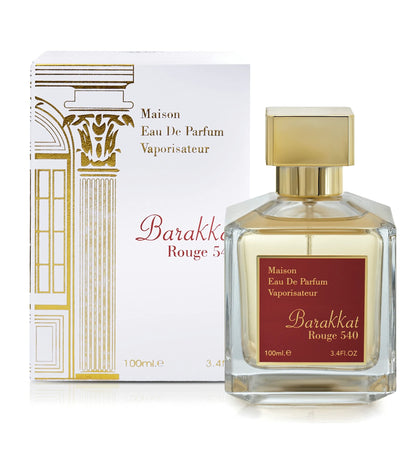 Fragrance World Barakkat Rouge front bottle image showing elegant design and luxurious appeal
