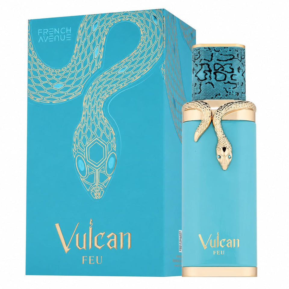 Fragrance World French Avenue Vulcan Feu front bottle showing elegant design and instant citrus allure