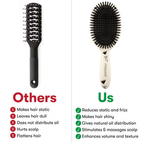 FRAMAR brush held in hand to show size, easy styling control