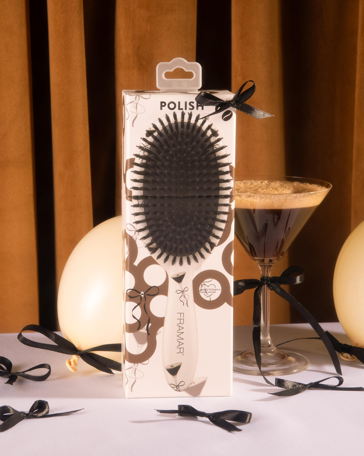 FRAMAR packaging and label of boar bristle brush, product info