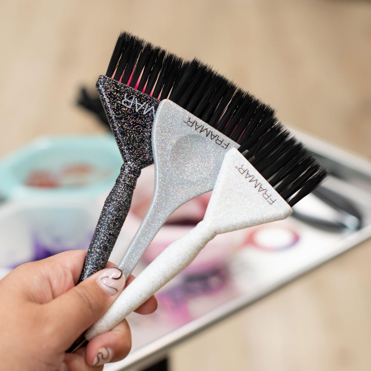 FRAMAR extra wide brush head close-up for fast balayage coverage