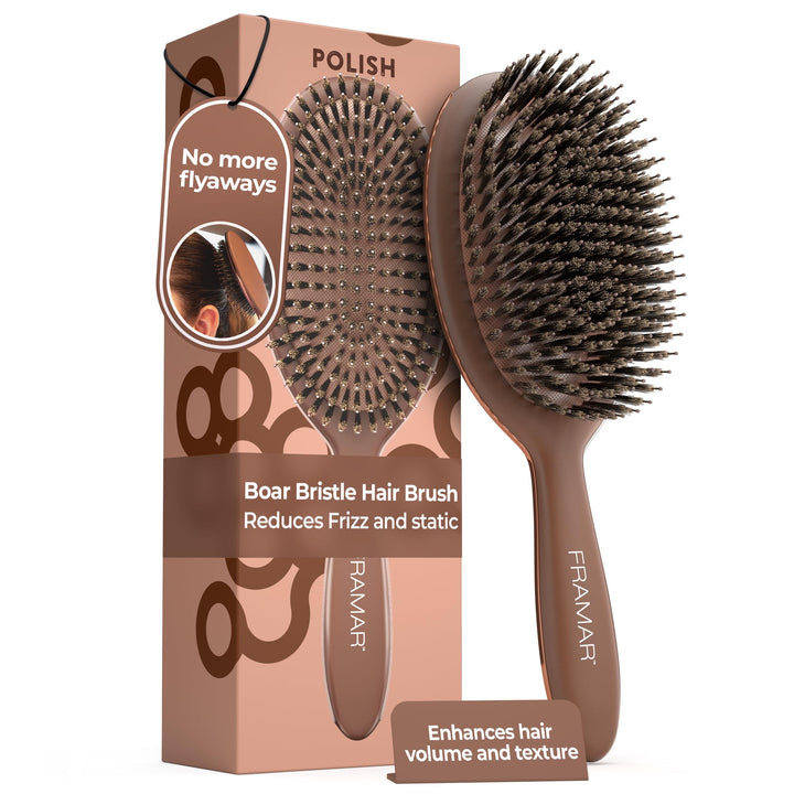 FRAMAR chocolate brush front view showing compact design and easy grip