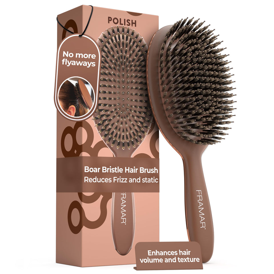 FRAMAR chocolate brush front view showing compact design and easy grip
