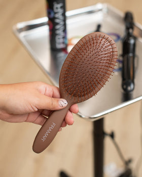 FRAMAR brush detangling wet hair in shower, speeds up post-shower routine