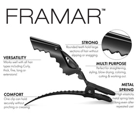 FRAMAR close-up of clip jaw texture for secure, no-slip grip