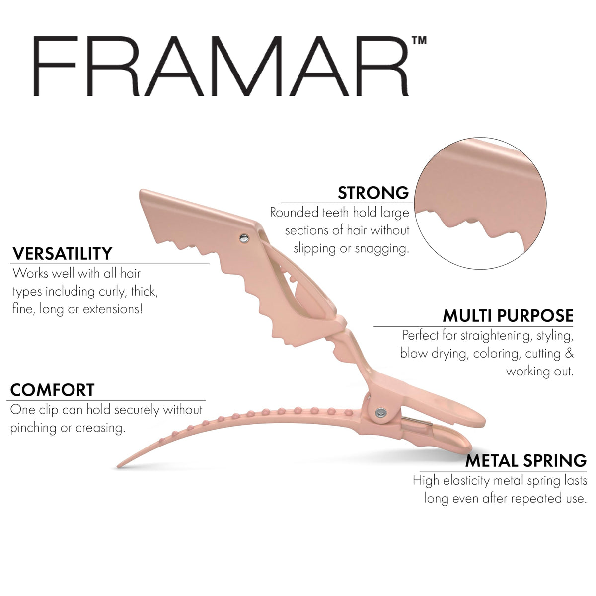 framar close-up of metal spring showing durability and long-lasting performance