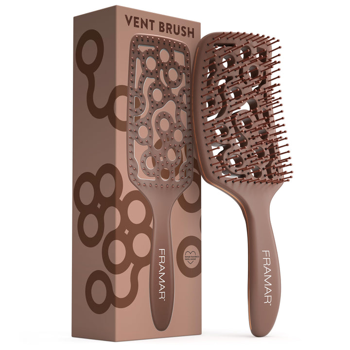FRAMAR curved brush front packaging showing chocolate color and vents for faster drying