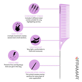 FRAMAR Dreamweaver comb teeth detail with matte finish to reduce slipping benefit