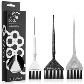 FRAMAR glitter brush front packaging showing set and glam appeal
