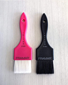 FRAMAR brush in hand indicating size and control for precise tinting benefit