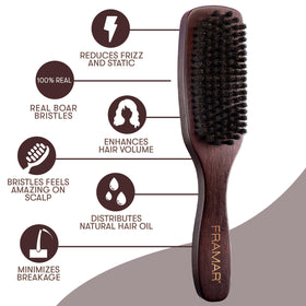 FRAMAR bristles gliding through hair to reduce frizz and static