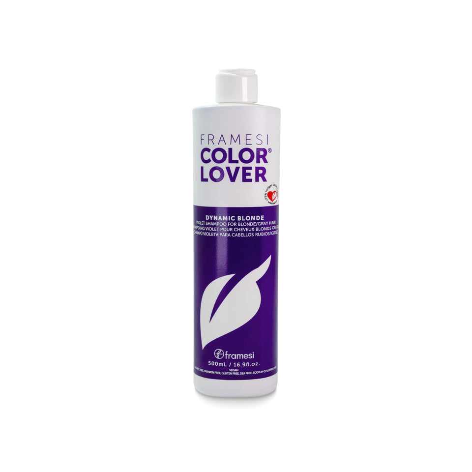 Framesi bottle front packaging showing violet shampoo and branding benefits