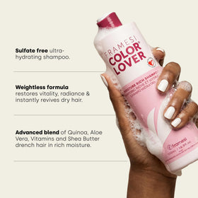 Framesi shampoo lather texture demonstrating moisturizing foam benefit