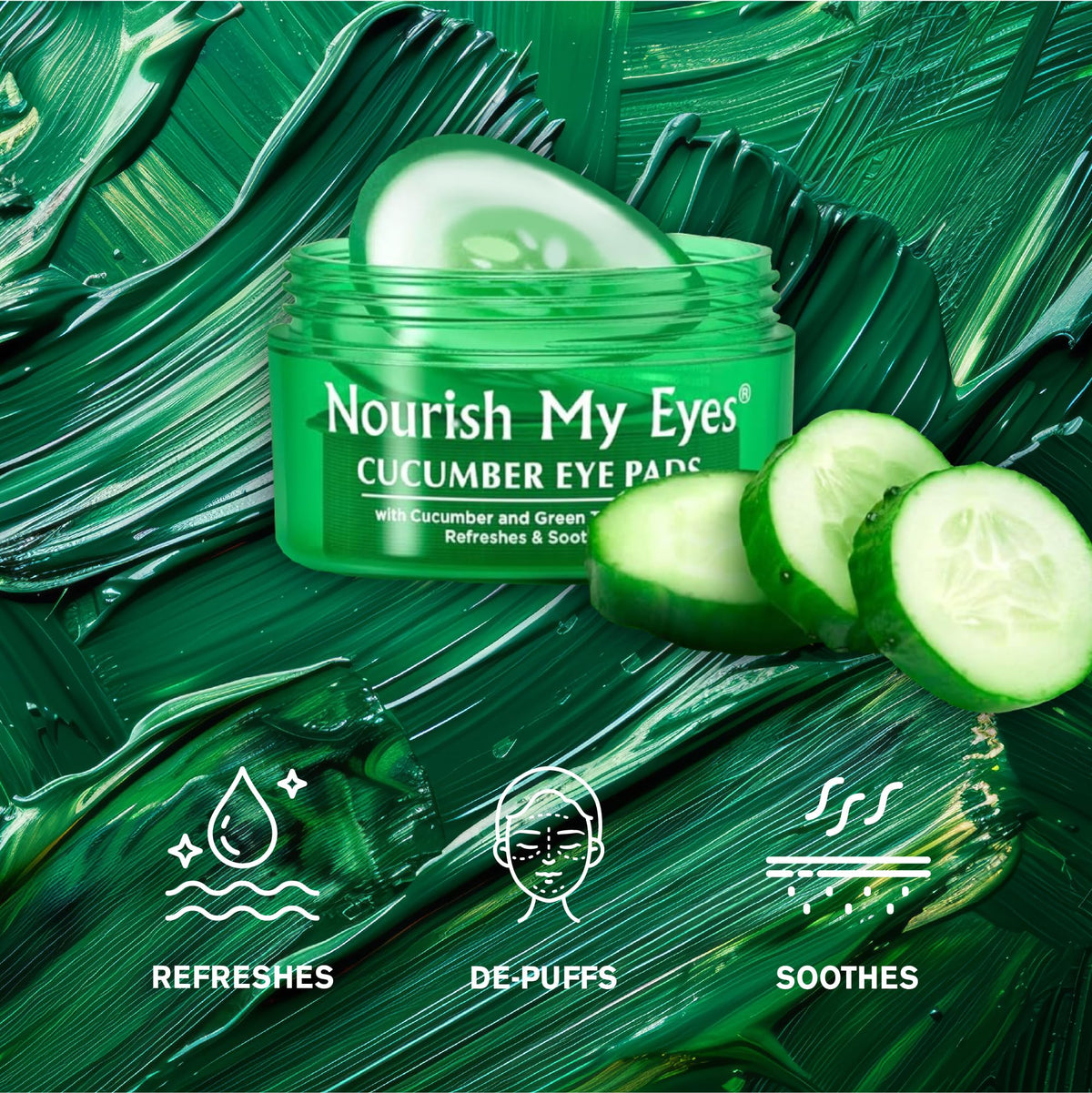 Fran Wilson pads applied under model eyes illustrating reduced tired look