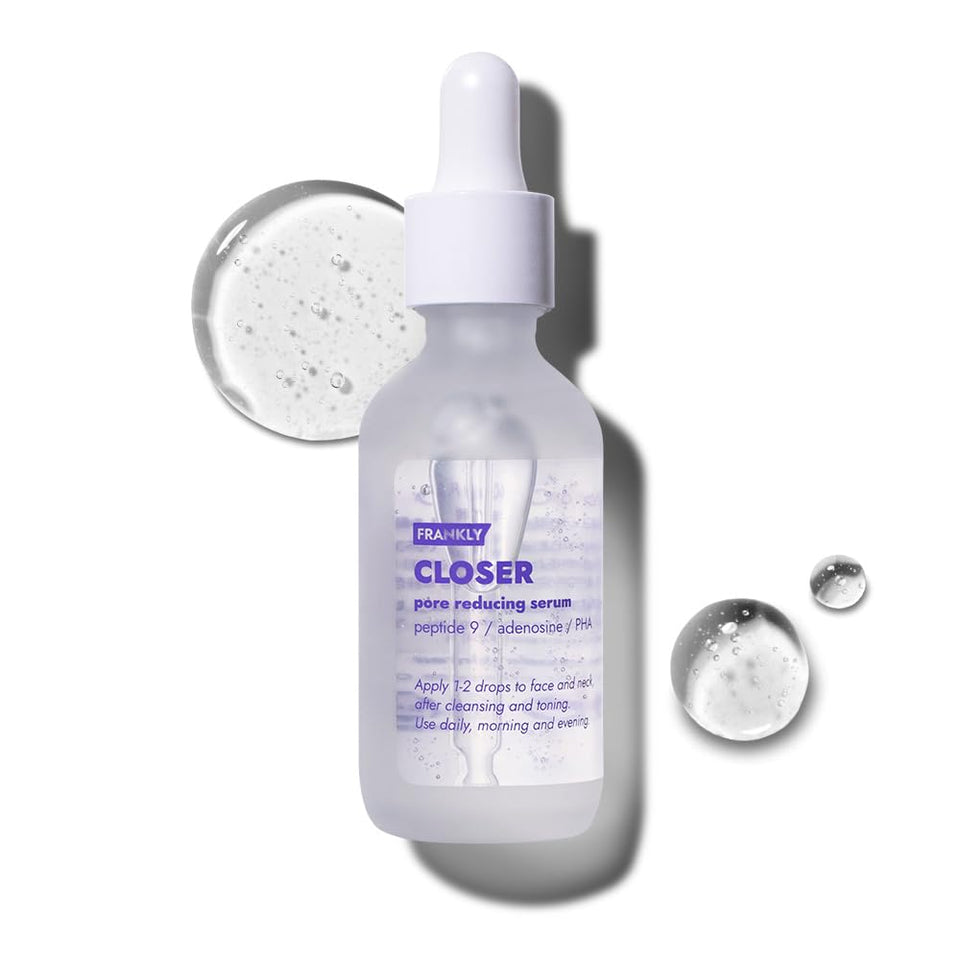 FRANKLY front bottle shot showing jumbo serum and clear labeling benefit
