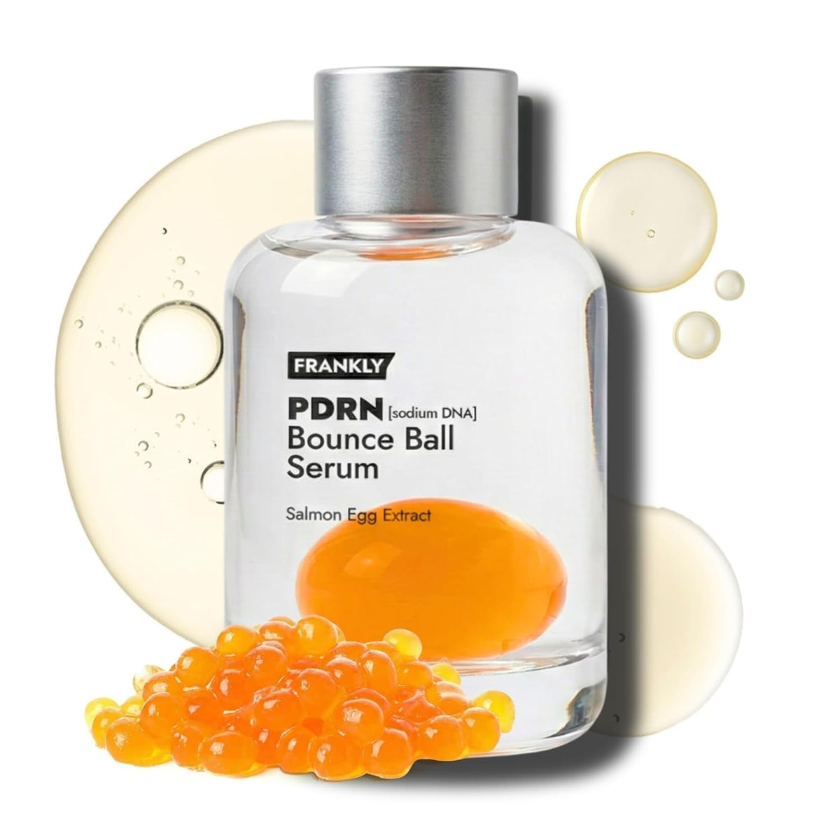 FRANKLY front packaging showing bottle and orange bounce ball for potent topical repair