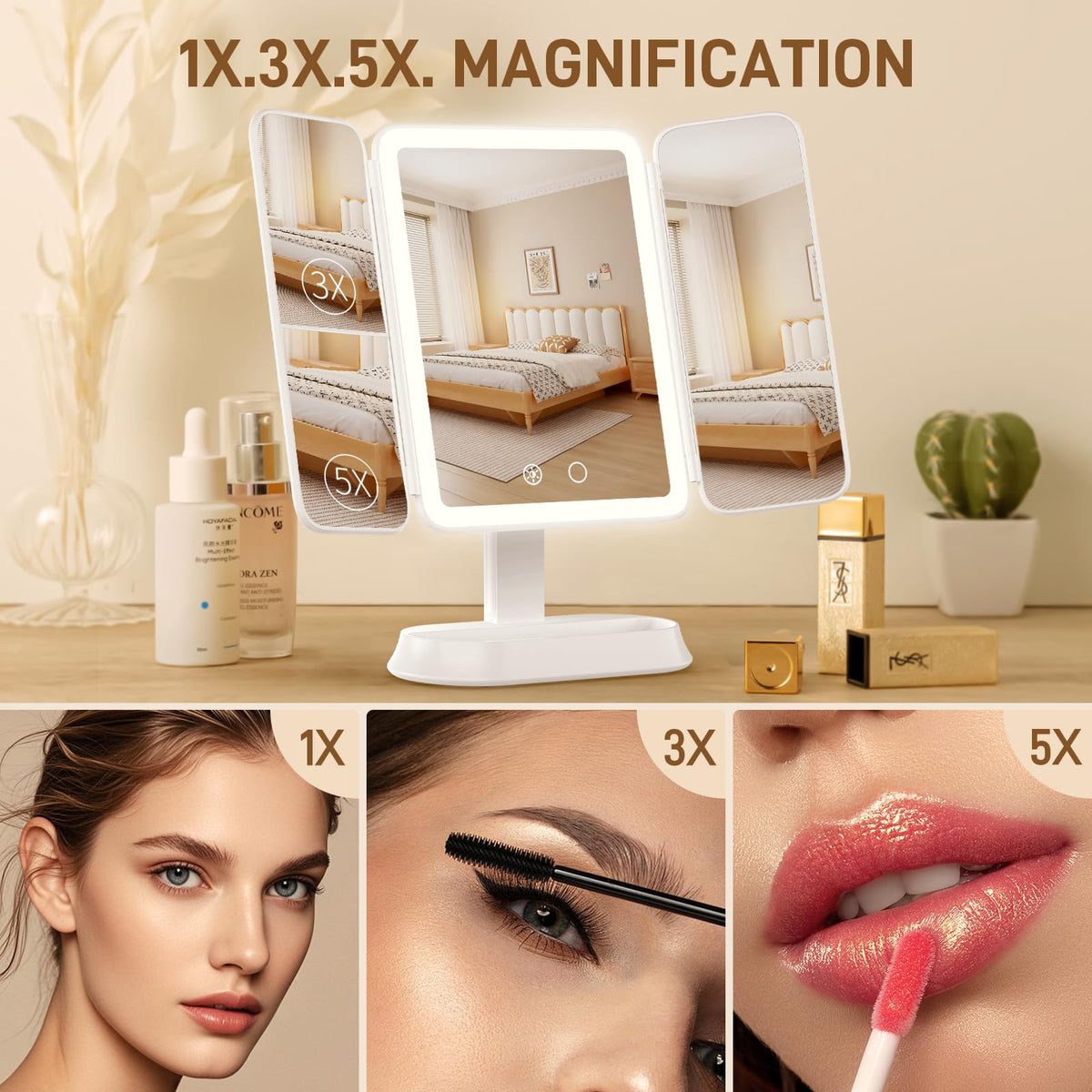 FRANO magnification panels showing 3x and 5x detail for precise grooming