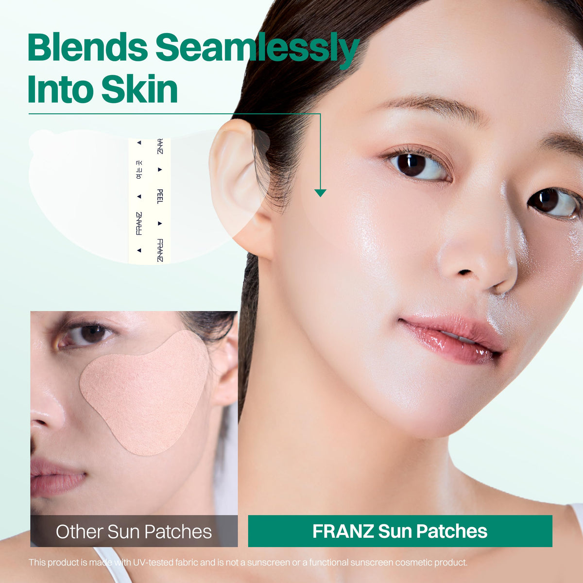 FRANZ demonstration of peeling tab and pressing patch for easy application