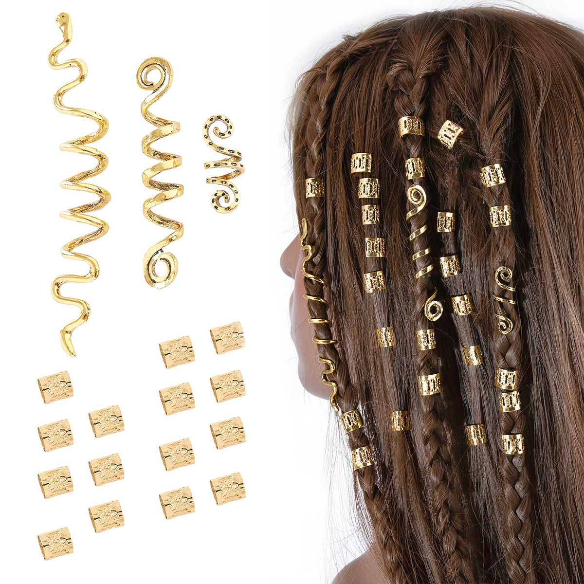 FRDTLUTHW front packaging showing gold braid jewelry, clear set contents and styling benefit