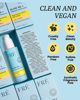 FRÉ scale with sunscreen bottle showing compact size for travel convenience benefit