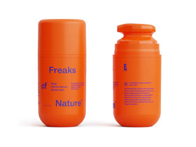 Freaks of Nature front packaging showing SPF 50 and eco packaging benefit