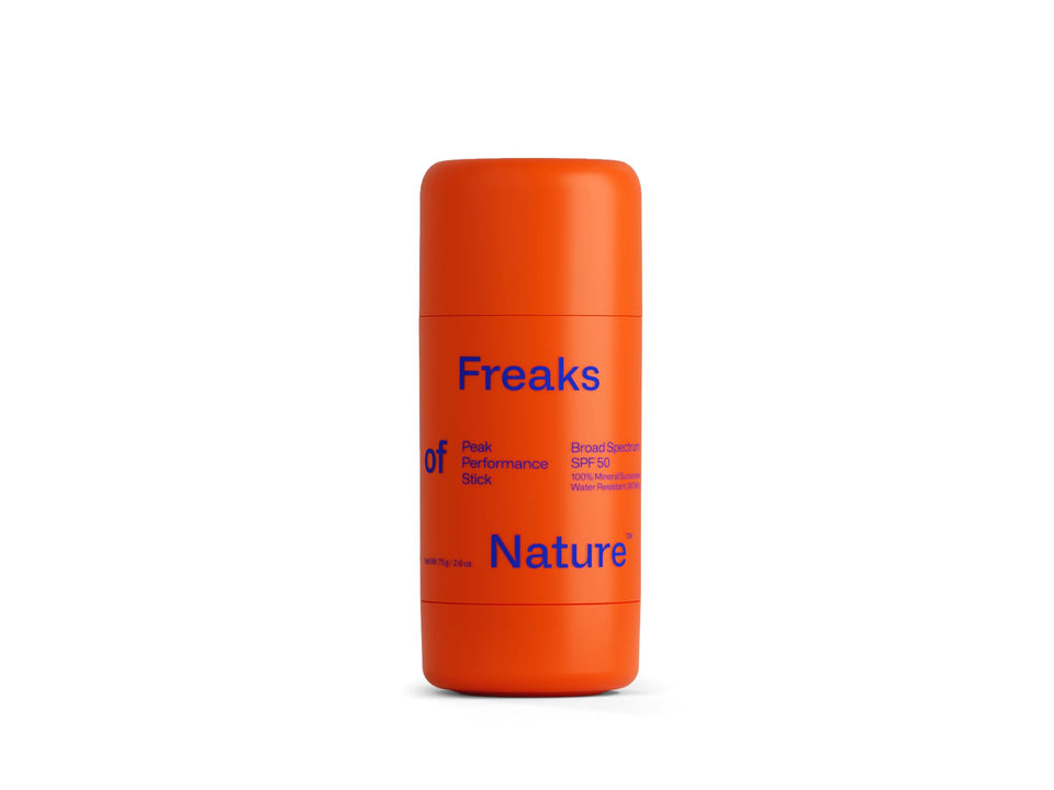 Freaks of Nature sun stick front packaging shows SPF 50 and reef-safe benefits