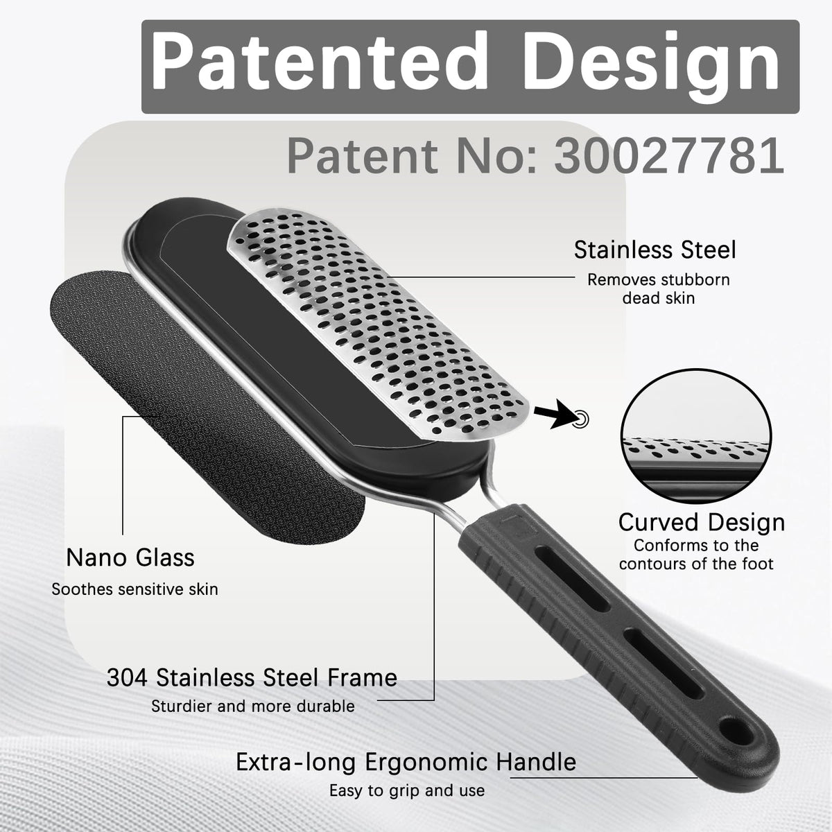 FREATECH foot file beside a coin showing compact travel-friendly size