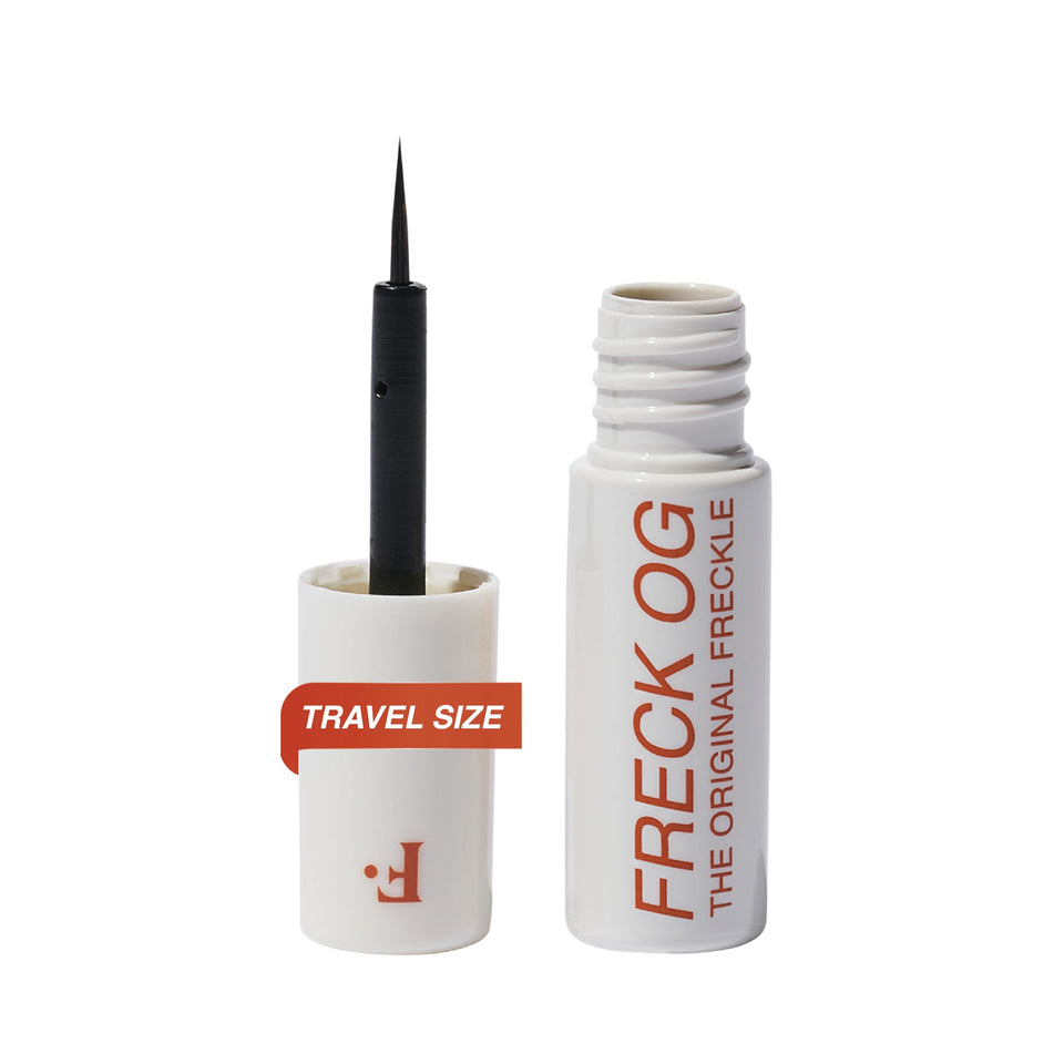 Freck Beauty front packaging showing mini pen and compact design benefit
