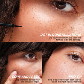 Freck Beauty application on cheek creating natural sun-kissed freckles