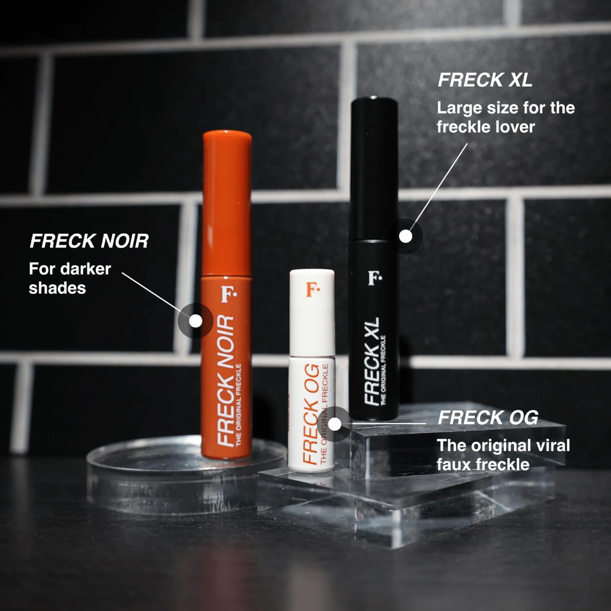 Freck Beauty full-face lifestyle image showing wearable freckle style
