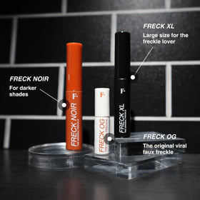 Freck Beauty full-face lifestyle image showing wearable freckle style