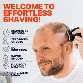 Freebird kit attachments laid out to show included blades, trimmer, brushes and USB cable for versatility