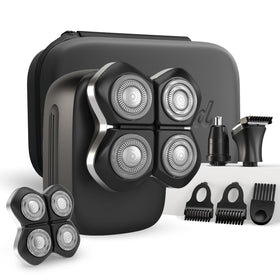 Freebird front view of cordless shaver showing ergonomic grip and power button, easy handling