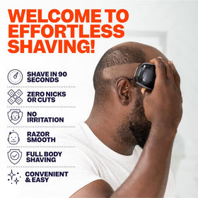 Freebird close-up of five-blade rotary blade highlighting smooth shave benefit