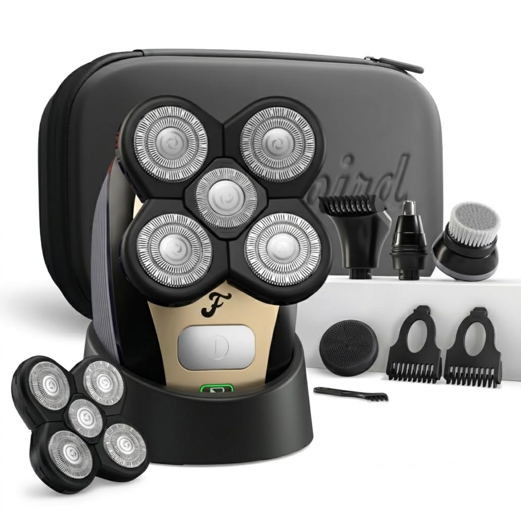 Freebird shaver front view showing ergonomic grip and benefits for smooth shaves