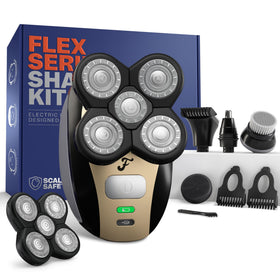 Freebird shaver kit front view showing all included attachments and benefits