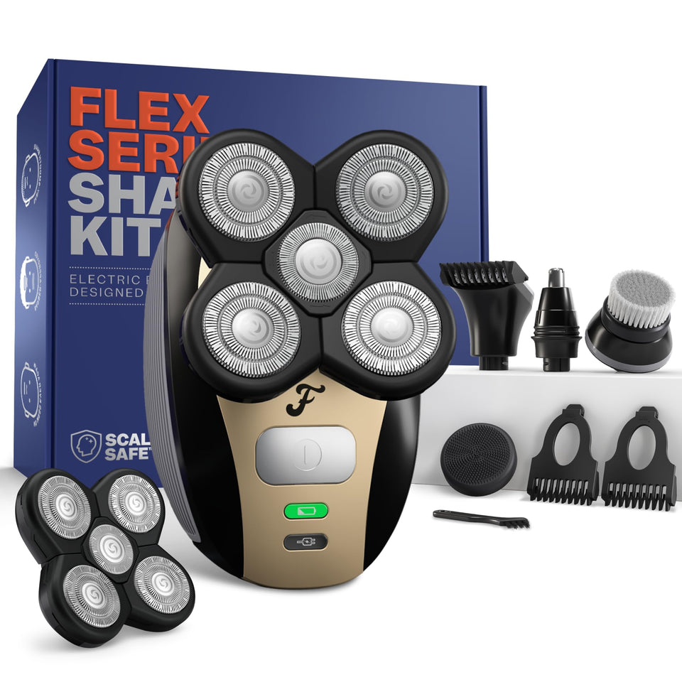 Freebird shaver kit front view showing all included attachments and benefits
