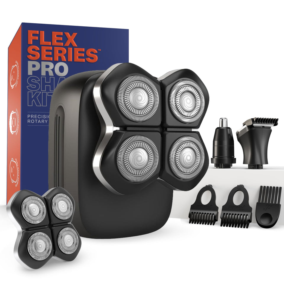 Freebird front view of cordless shaver showing ergonomic grip and rotary head for comfortable handling
