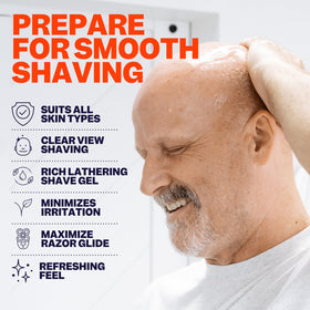 Freebird shave gel close-up texture drop illustrating smooth, non-foaming glide benefit
